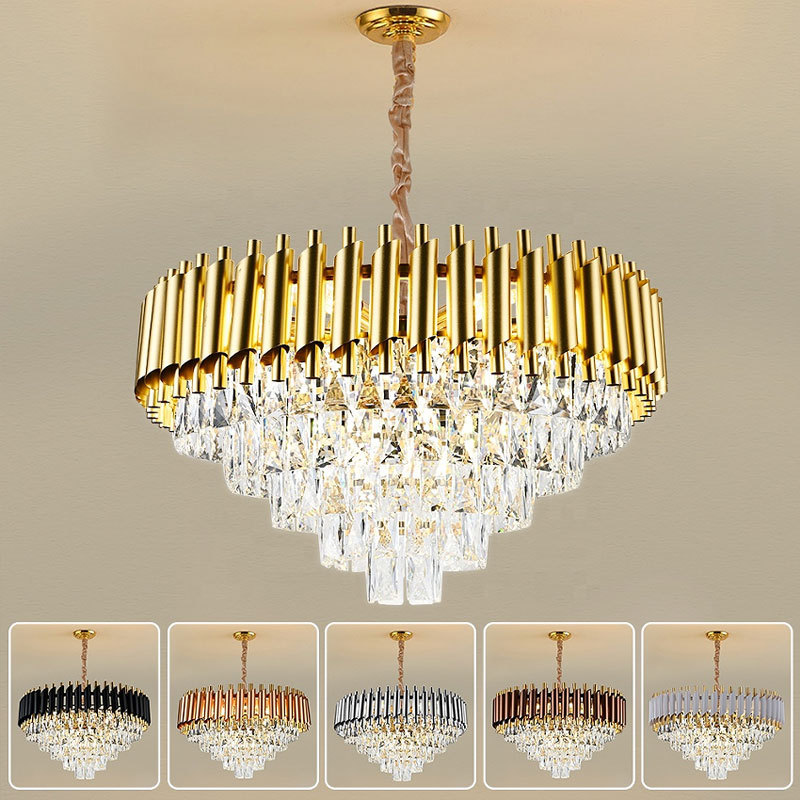 Modern Style Stock Living Room Large Italian Gold Wedding Lampen Crystal Ceiling Luxury Lustre Chandelier Crystal Pendant Lights