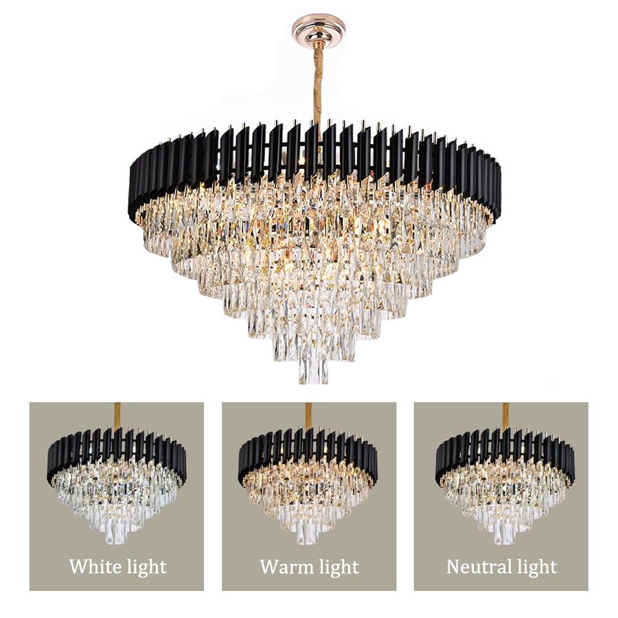 Hotel Gorgeous Golden Iron Crystal Ceiling Chandelier Chandeliers Hanging Lustre Luxury Crystal Pendant Lamp light