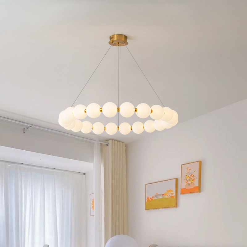 Modern light luxury ring LED pendant light is suitable for bedroom living room chandelier