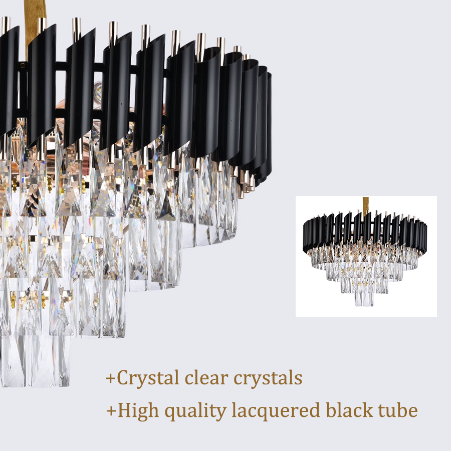 Hotel Gorgeous Golden Iron Crystal Ceiling Chandelier Chandeliers Hanging Lustre Luxury Crystal Pendant Lamp light