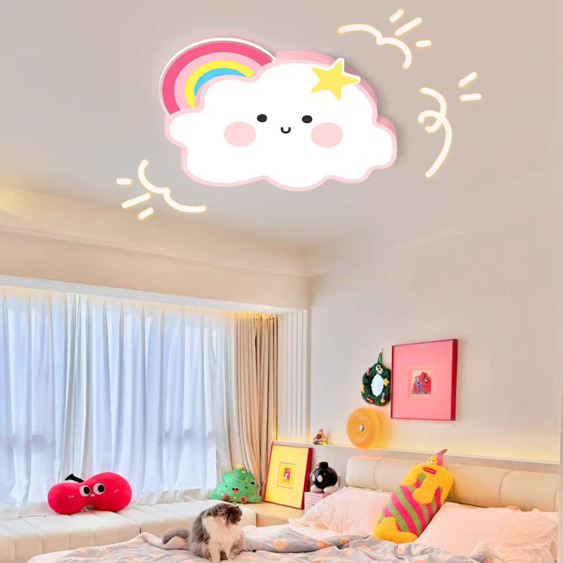 2024 Hot selling minimalist creative cartoon cute cloud rainbow children's room bedroom eye protection ceiling light