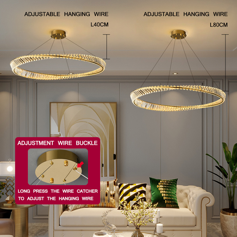 Modern light luxury crystal round bedroom simple creative postmodern personality living room dining room chandelier