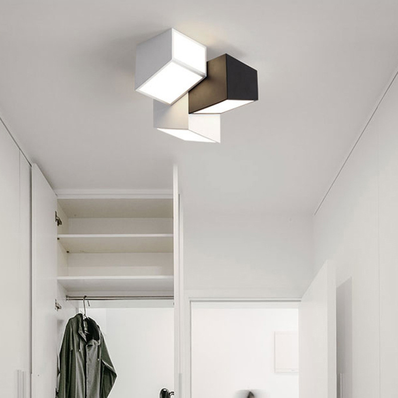 Modern minimalist design sense black and white geometric combination no main lamp ceiling lamp cloakroom bedroom ceiling light