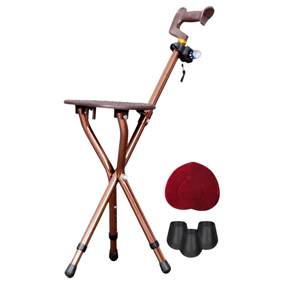 Walking Cane with Folding Seat Adjustable Canes with Seats for Heavy Weight Thick Aluminum Alloy Cane Stool Seat Chairs