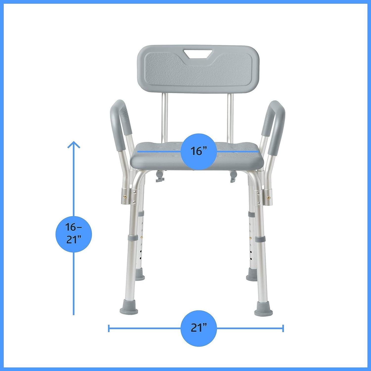 Shower Chair Bath Seat with Padded Arms, Removable Back and Adjustable Legs for Bathtub Safety and Supports Weight up to 350 lbs