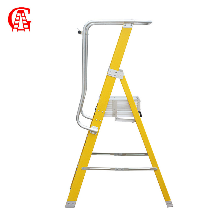 High strength Single-sided 3 steps fiberglass platform ladder