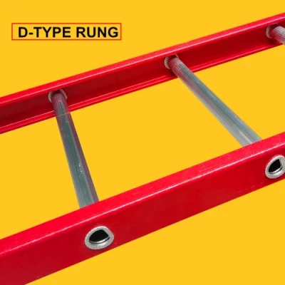 10 Step  Compliant Red Fiberglass Single Sided Straight Ladder