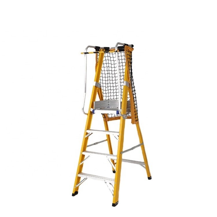 Insulated  Household Safety Ladder Platform and Fiberglass Step Folding Ladder with Platform & Handrail safe mesh