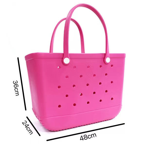 Custom Wholesale Women Beach Waterproof Tote Bags Custom Summer Rubber Totes Large Fashion Eva Plastic Silicone Bag With Holes