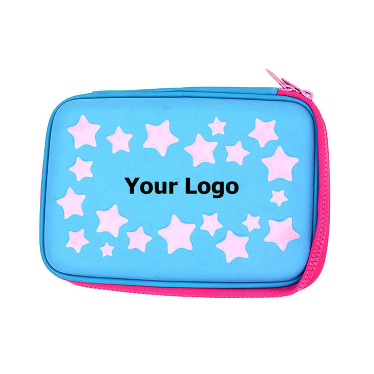 Custom Printing Rectangle Hard Shell Cute Children Kid EVA Zipper Pencil Case for Stationery