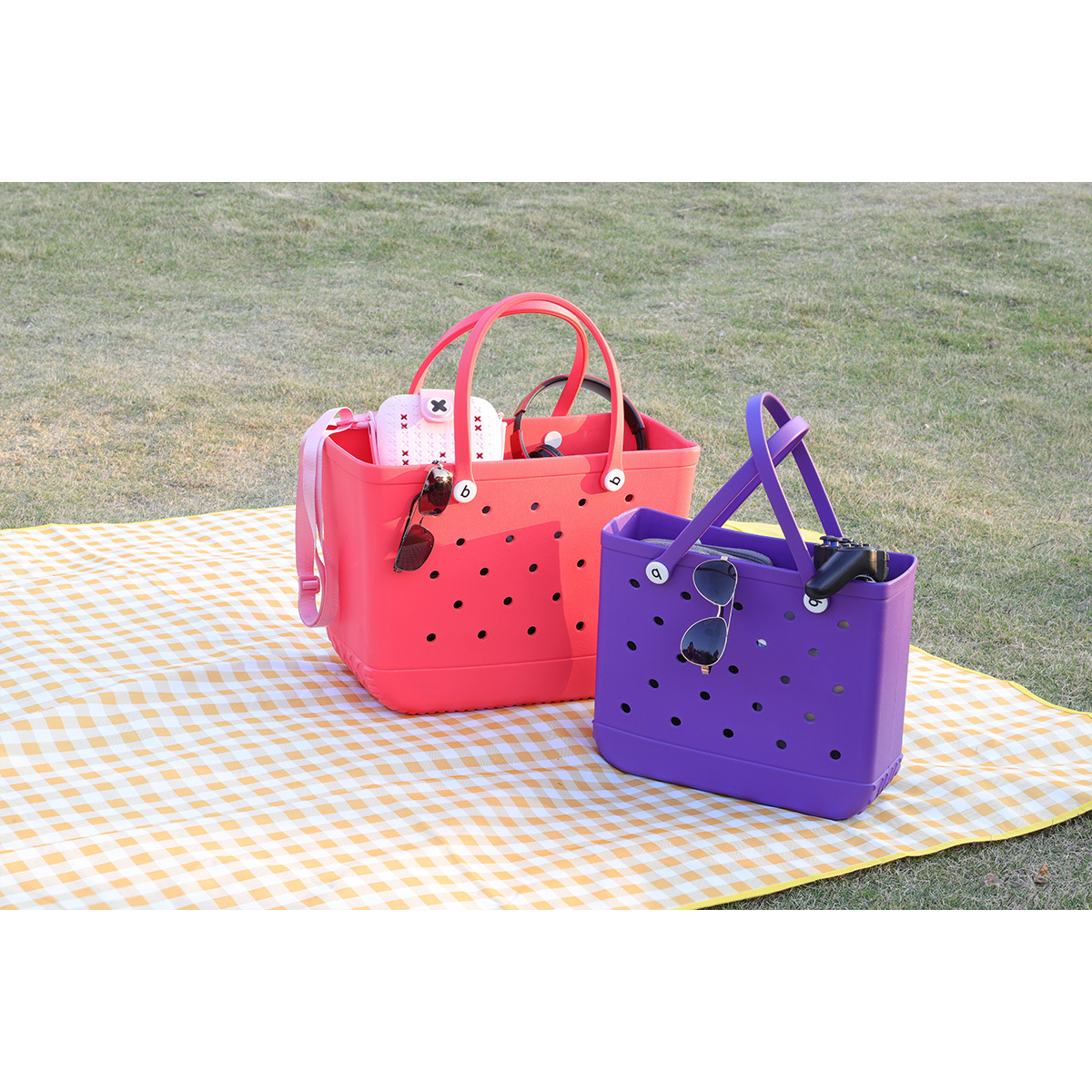 Hot Sale Wholesale Beach Waterproof  bogg Tote Bags Custom Summer Rubber Large Fashion Eva Silicone Bag