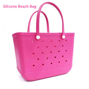 Custom Wholesale Women Beach Waterproof Tote Bags Custom Summer Rubber Totes Large Fashion Eva Plastic Silicone Bag With Holes