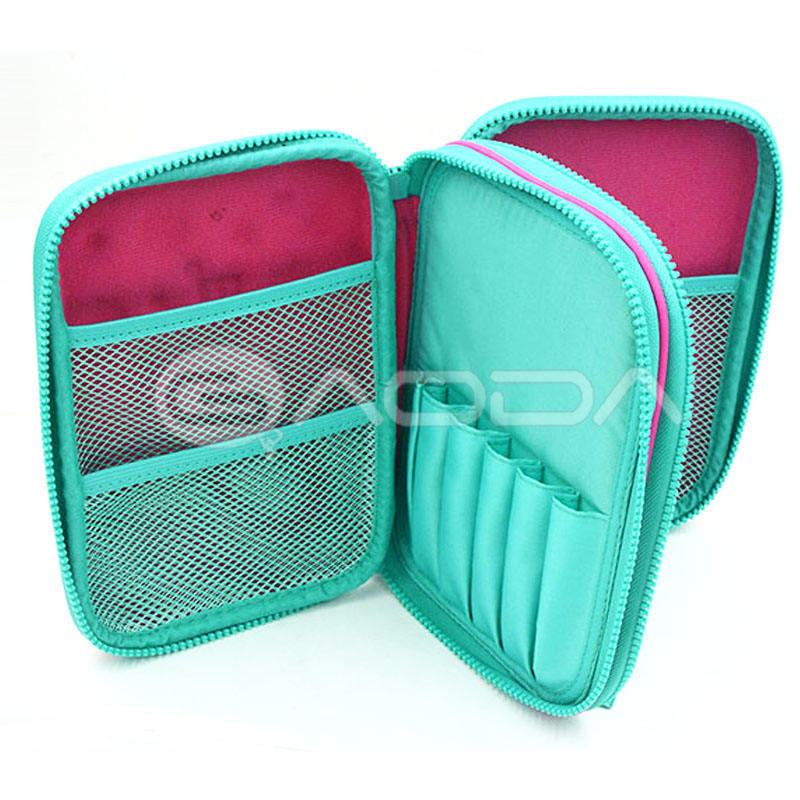 PU hard shell for students packing portable EVA zipper triple pencil case for kids