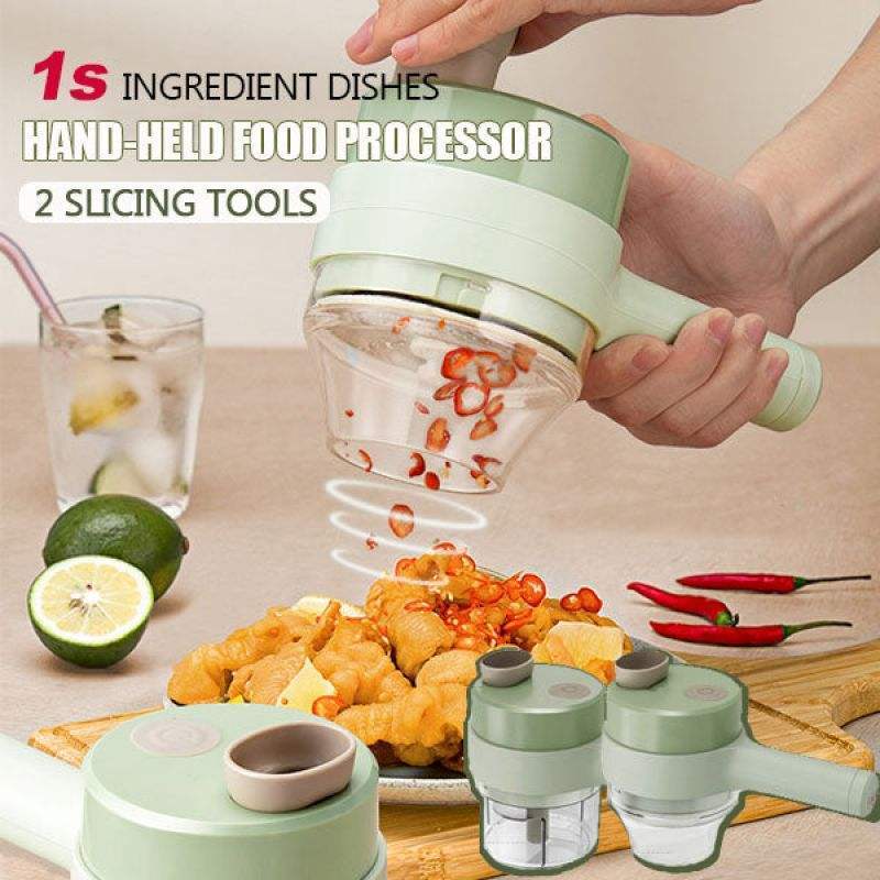 Smart gadgets electric slicer kitchen chopper hand held food processor portable 4 in 1 handheld electric vegetable cutter set