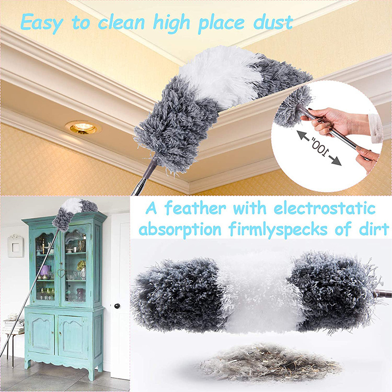 Dusters for Cleaning High Ceiling Fan Microfiber Duster Extendable Long Feather Duster for Cleaning Washable Cleaner Kit (9pcs)