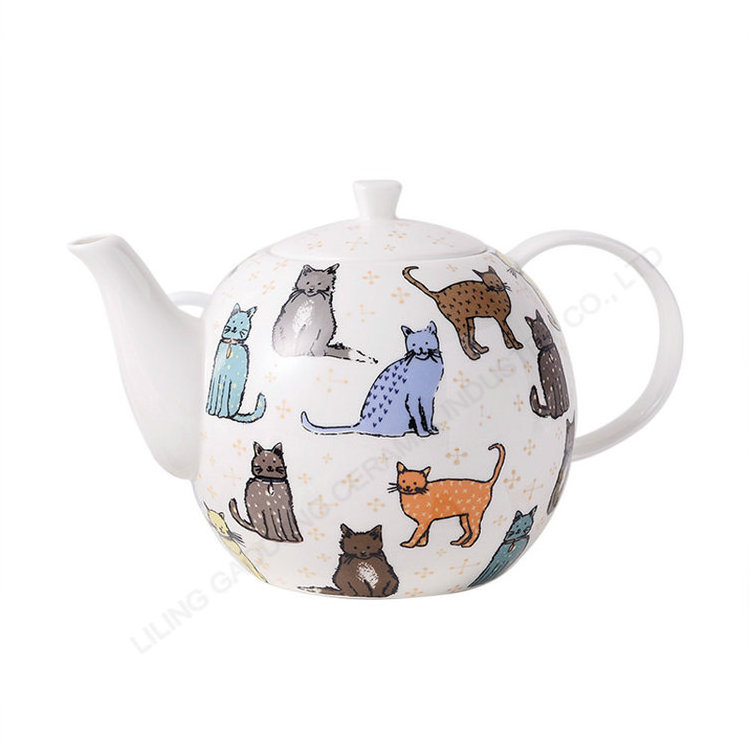 500CC teapot tea cup set and saucer, coffee pot, porcelain tea set with cat design