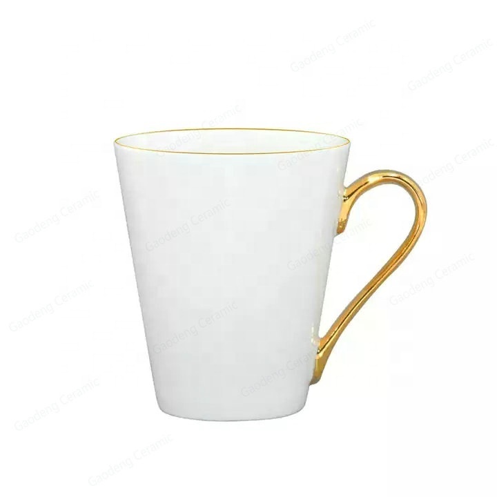 Factory Direct Customized New Bone China Souvenir Cup, Advertising Mug, Ceramic Customizable Coffee Mugs With Gold Handle & Logo