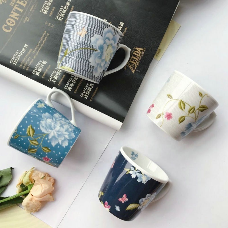 Customized Full Print Ceramic Porcelain Tea Coffee Mug & Saucer Set Ceramic Mug With Saucer