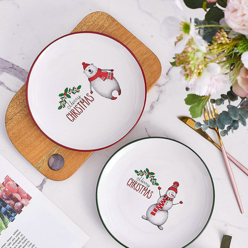 Ceramic Dinner Plates Plates, No Melamine Plates, Christmas Plates - Set of 6 High Quality Ceramic 8