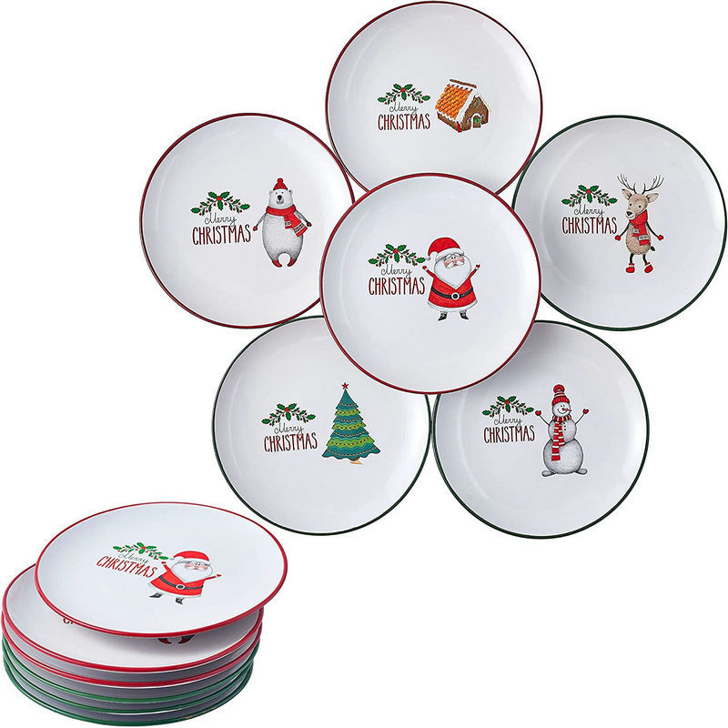 Ceramic Dinner Plates Plates, No Melamine Plates, Christmas Plates - Set of 6 High Quality Ceramic 8