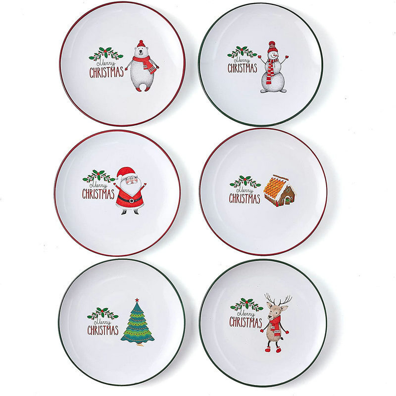 Ceramic Dinner Plates Plates, No Melamine Plates, Christmas Plates - Set of 6 High Quality Ceramic 8