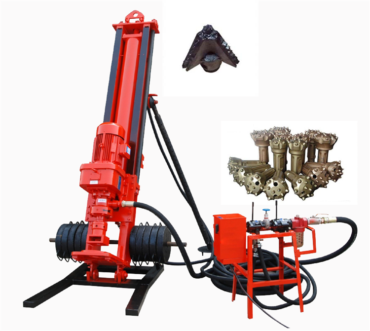 Small mobile electric bore hole rock drilling rig for blasting