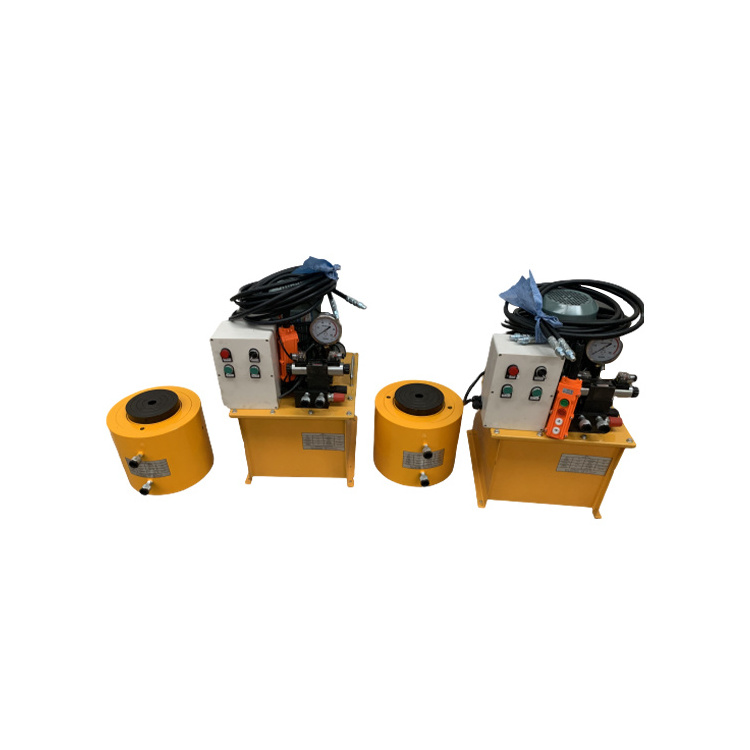 Double acting hydraulic jack cylinder with pressure gauge