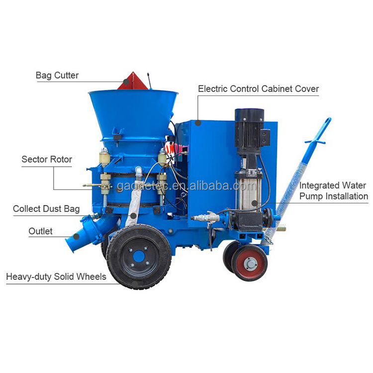 refractory dry mix castable shotcrete machine with sector rotor body