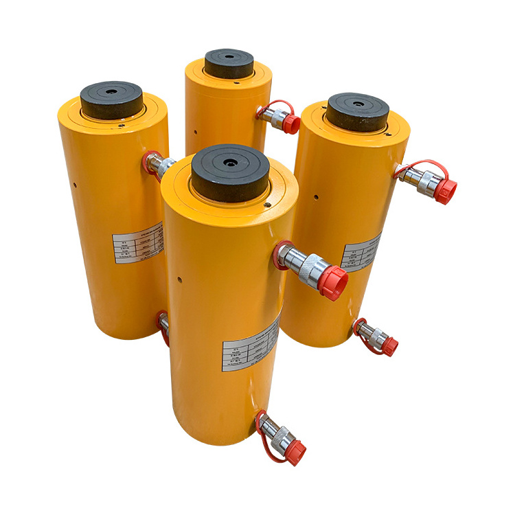 Double acting hydraulic jack cylinder with pressure gauge