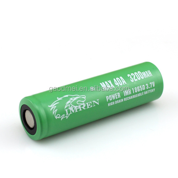 Newest 18650 type IMREN 3200mah 3.7v 40a Rechargeable 18650 Battery