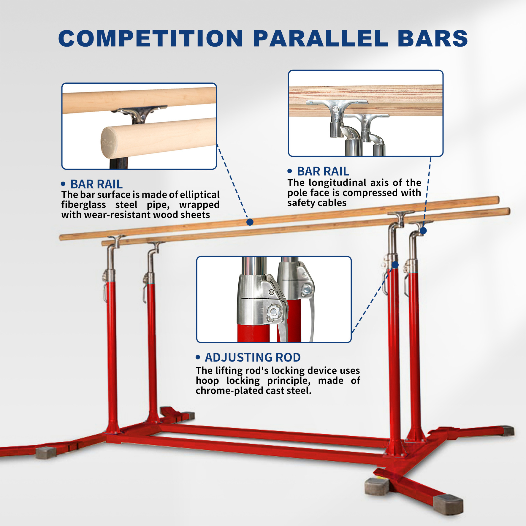 Gaofei Club Series Professional Parallette Bars Calisthenics  Artistic Gymnastics Parallel Bars For Competition and Training