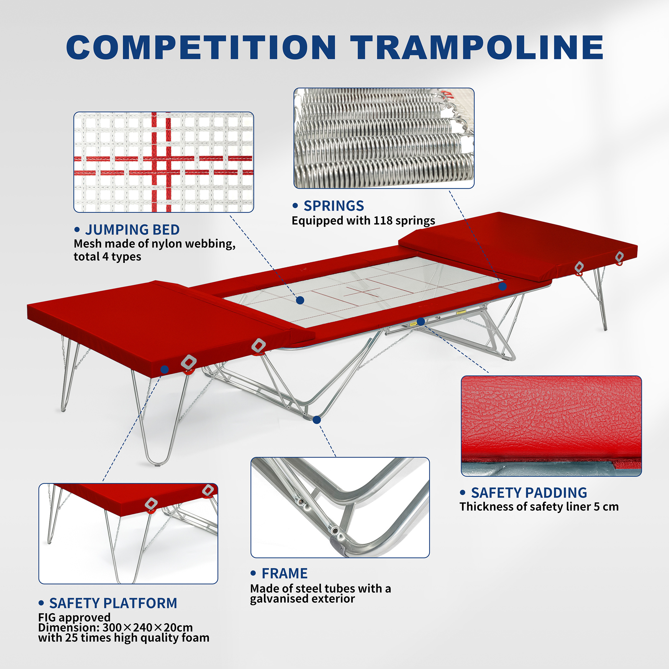 Gaofei Club Series  Professional Olympics Trampoline Gymnastic Giant Trampoline  For Competition and training