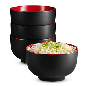 34 Oz Black Red New Bone China Ramen Bowls Ceramic Japanese Noodle Bowl Set With Microwave And Dishwasher Safe