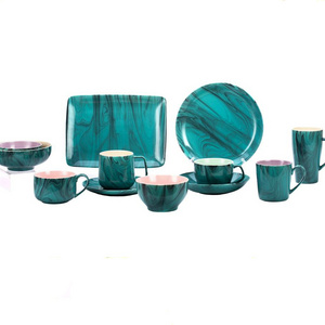 Marble Ceramic Dinner Set Royal Porcelain Tableware Stoneware Marble Coffee Mugs Dinnerware Sets With Full Glaze