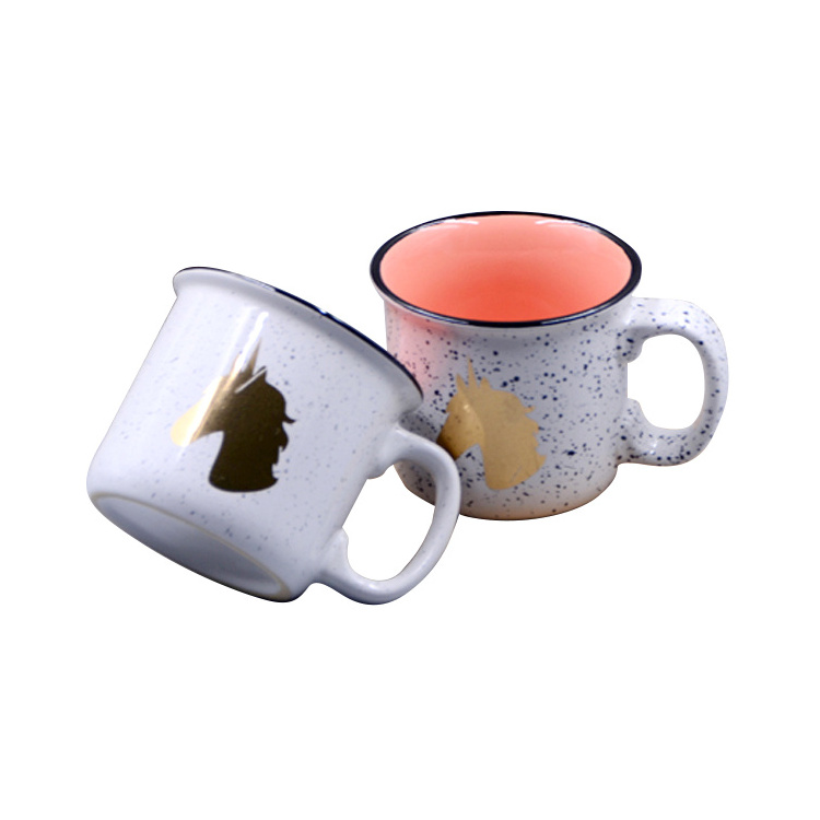 15Oz Enamel Spray Dots Colorful Campfire Speckled Mug With Logo Printing Bistro Mug Ceramic Enamel Mug