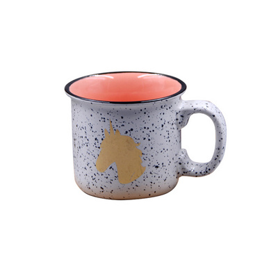 15Oz Enamel Spray Dots Colorful Campfire Speckled Mug With Logo Printing Bistro Mug Ceramic Enamel Mug