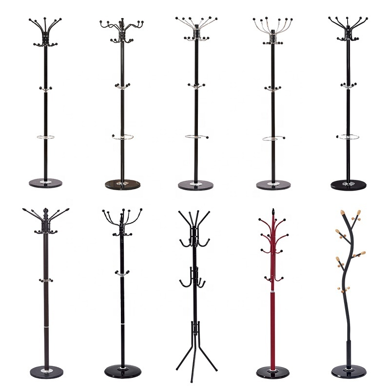 White black hall corner entryway freestanding tree hanging clothes bag hat jacket umbrella coat rack metal coat hanger stand