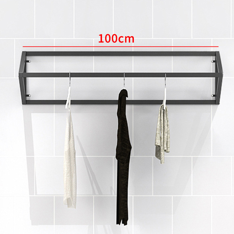 Heavy Duty Detachable Garment Bar Space-Saving Wall Mount Clothes Black Hanger Rack For Clothing Store V Shape