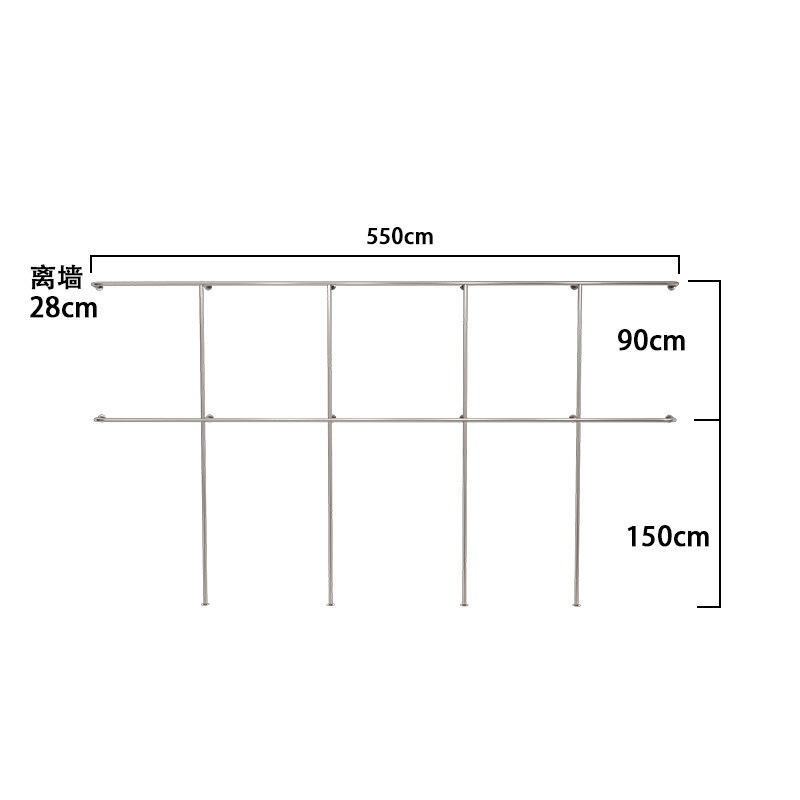 Wall Mount Industrial Pipe Simple Multifunctional Clothes Drying Metallic Rack Folding Clothes Hanging Rack