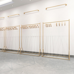 Modern Hanging Garment Display Rack Golden Pink Clothing Shop Display Clothing Racks Stand For Shop