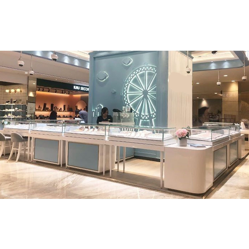 Factory Customized Mall Kiosk Glass Jewelry table Showcase Shop Jewellery Kiosk Counter Display Jewelry Kiosk for Sale