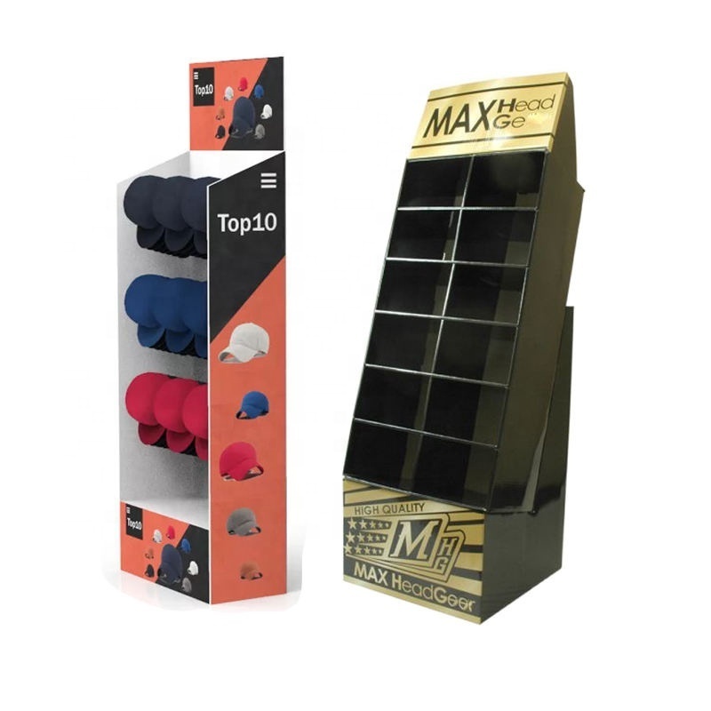 Retail Store Portable Cardboard T-shirt Floor Display Stand Clothing Shop New Hat Display Stand