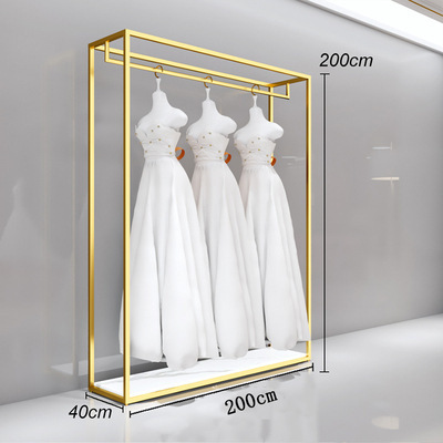 Gaogle Gold Clothing Store Retail Garment Stand Wedding Dress Store Retail Display Clothing Rack For Kiosk