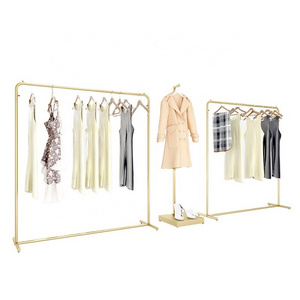 Fashion Boutique Gold Garment Metal Wall Mounted Hanging Shelves Clothing Hanger Display Rack For Clothes Boutique