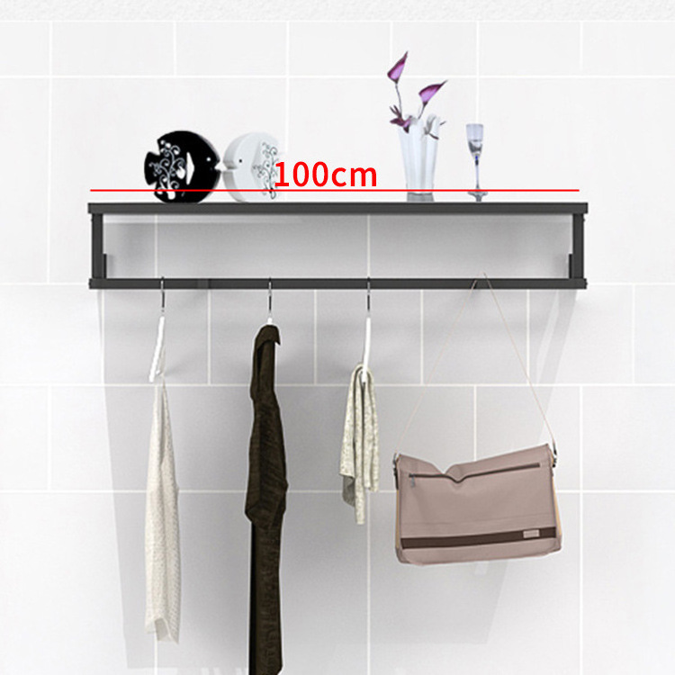 Heavy Duty Detachable Garment Bar Space-Saving Wall Mount Clothes Black Hanger Rack For Clothing Store V Shape