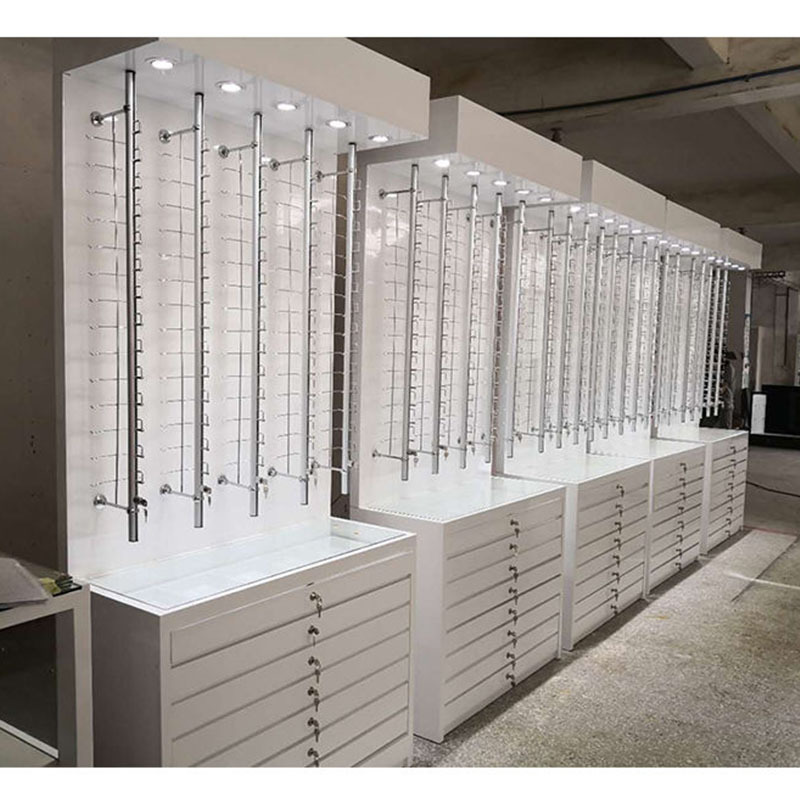 Gaogle Floor Standing Locking Sunglass Display Rack Led Wall Mounted Eyewear Furniture optical eyeglass display cabinet