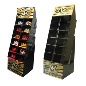 Hat Display Rack Stand Retail Store Cardboard Baseball Display Stand Floor Pop Cardboard Hat Hook Display Rack Units For Hat