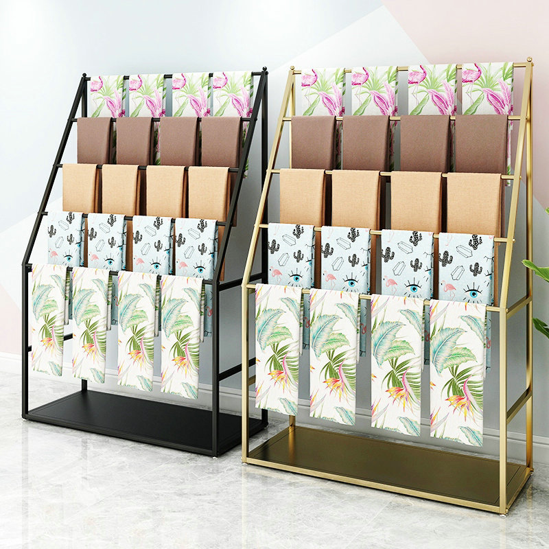 Gaogle Display Boutique Fabric Store Scarf Display Rack Gold Functional Scarf Display Rack