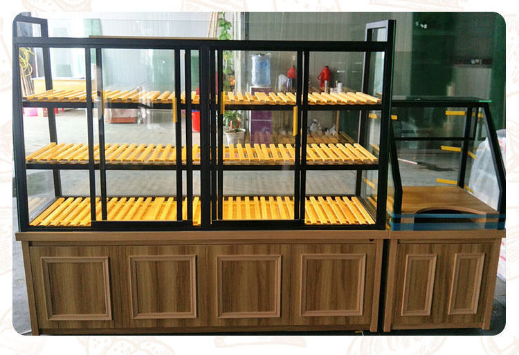 Gondola Bread Display Cabinet Case Custom Bakery Counter Display Decoration Design Wood Bakery Showcase Furniture