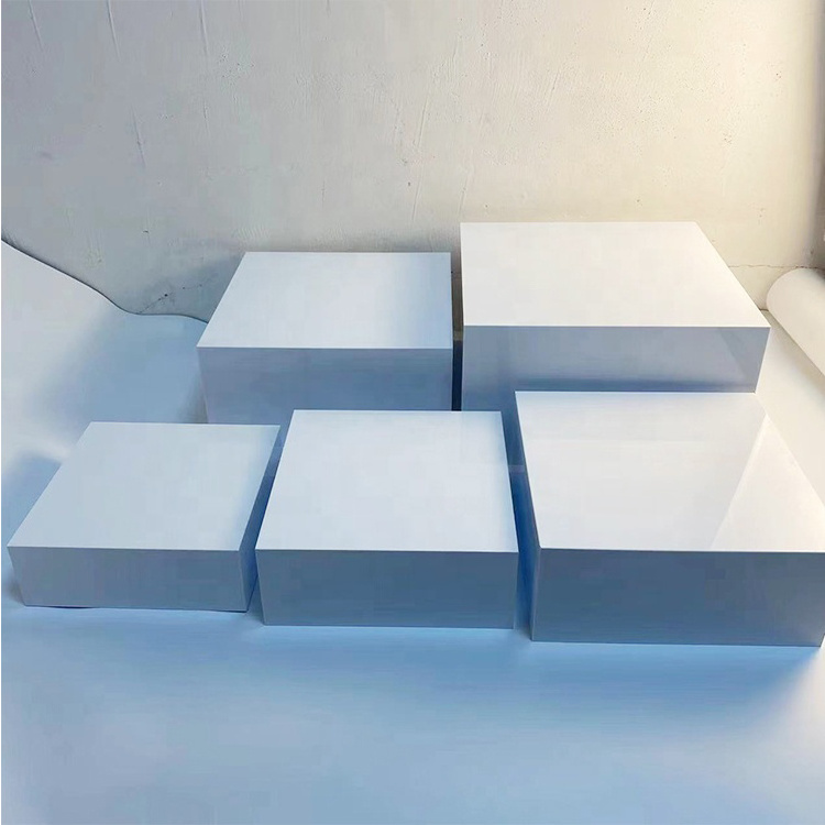 Gaogle Custom White 5 Sided Square Acrylic Buffet Display Nesting Cube Food Display Acrylic Risers for Food Display